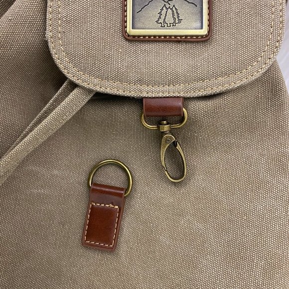 Canvas Backpack with Leather Trim - Beige main image 7